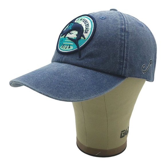 Ft Myers Beach Florida Marlin Fishing Tuck Strap Cap Trucker Baseball Hat Denim - Picture 2 of 12